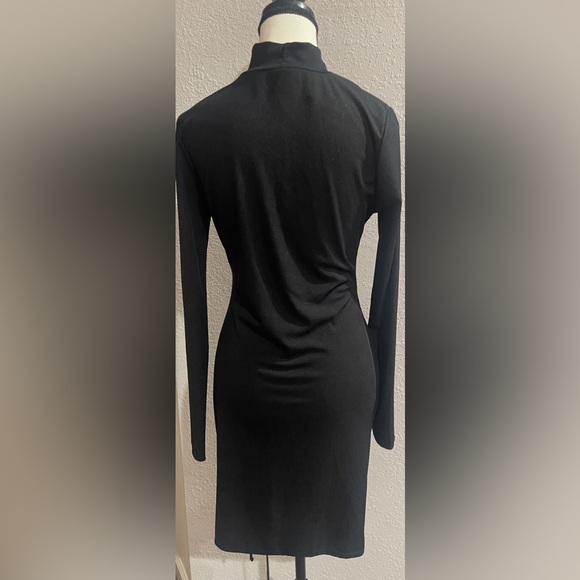 MISSGUIDED High Neck Mini Dress With Ruched Front in Black SZ 10 SZ Medium NWT - Picture 7 of 11